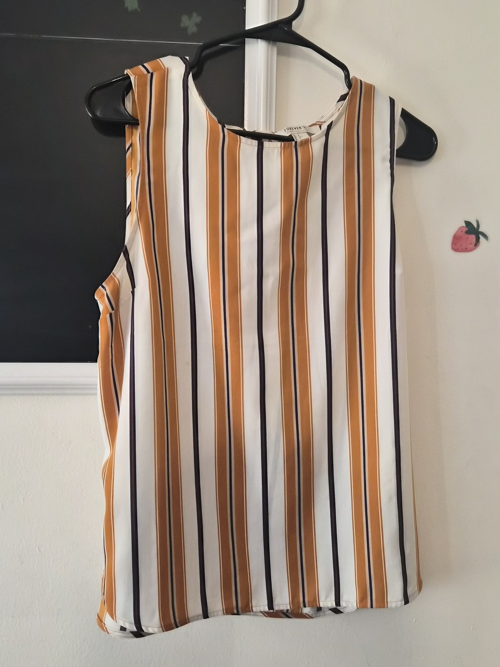 Forever 21 White and Mustard Striped Sleeveless Camisole